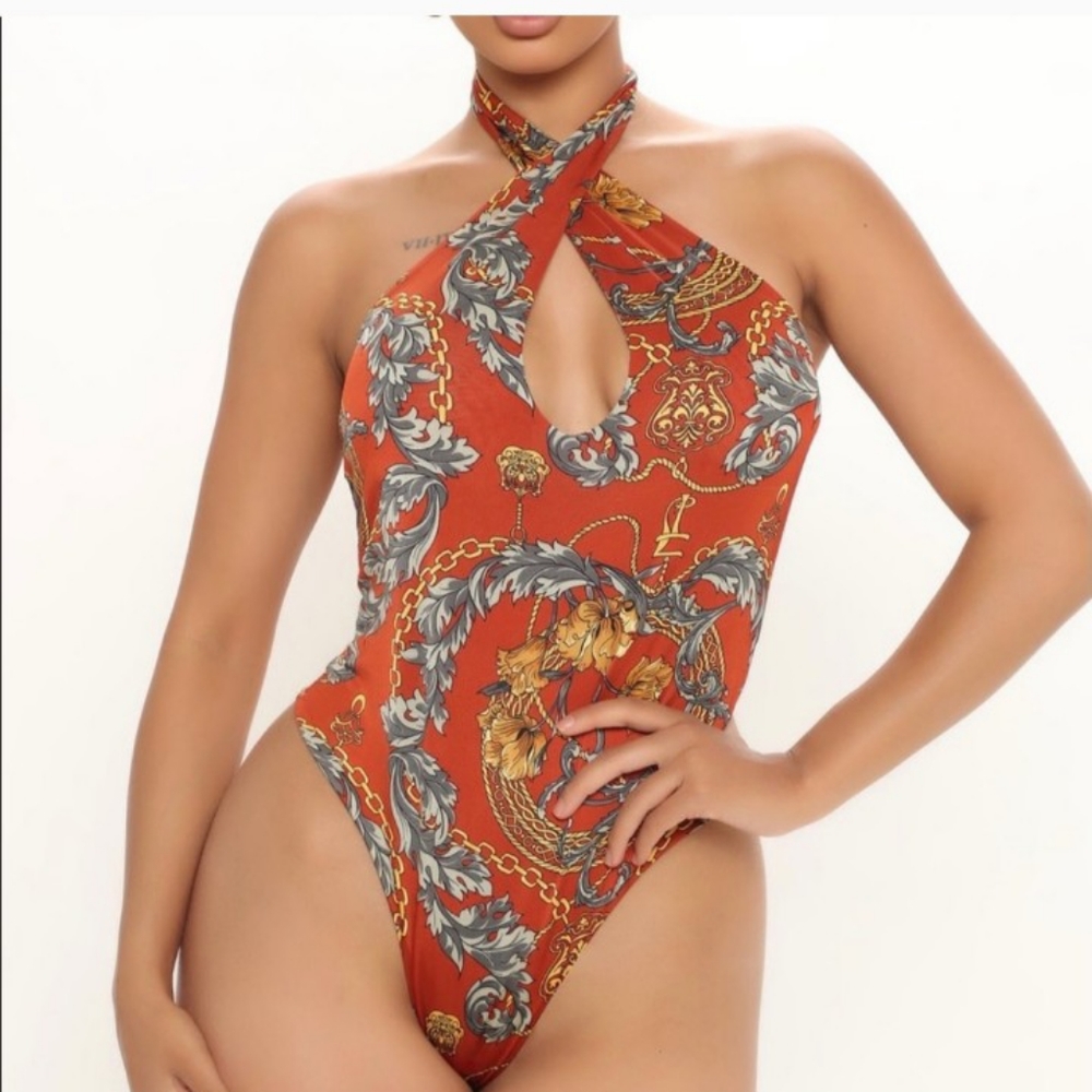 Reposh New Beautiful Rust color  halter top bodysuit.